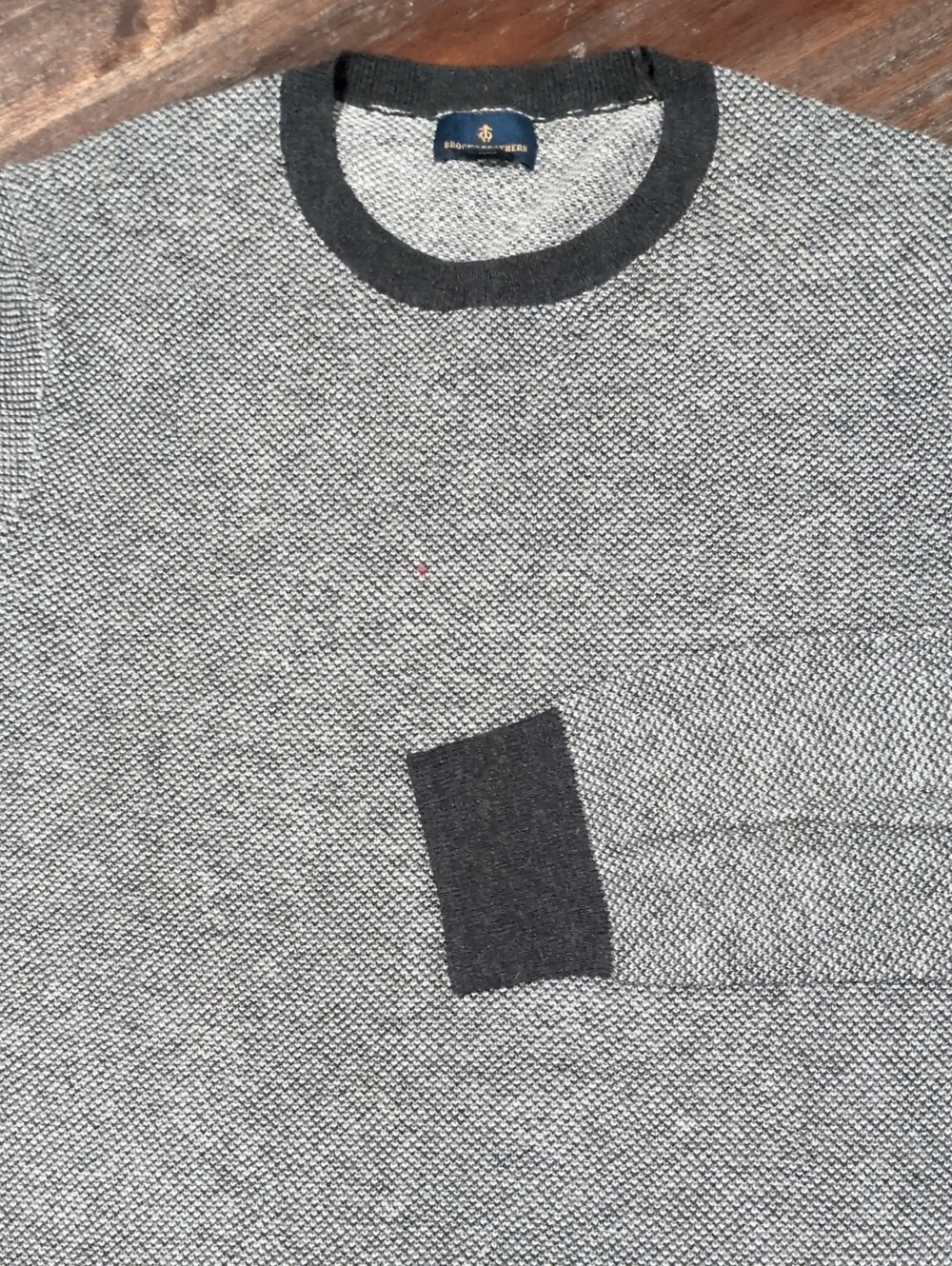 Brooks Brothers Gray Crewneck with Dark Contrast Trim Medium
